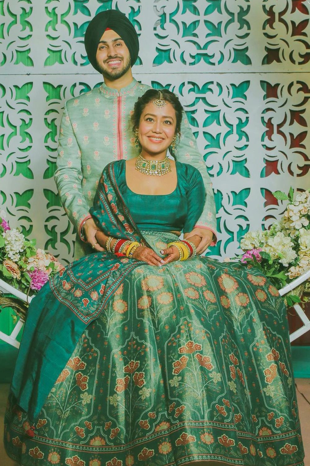 emerald green lengha