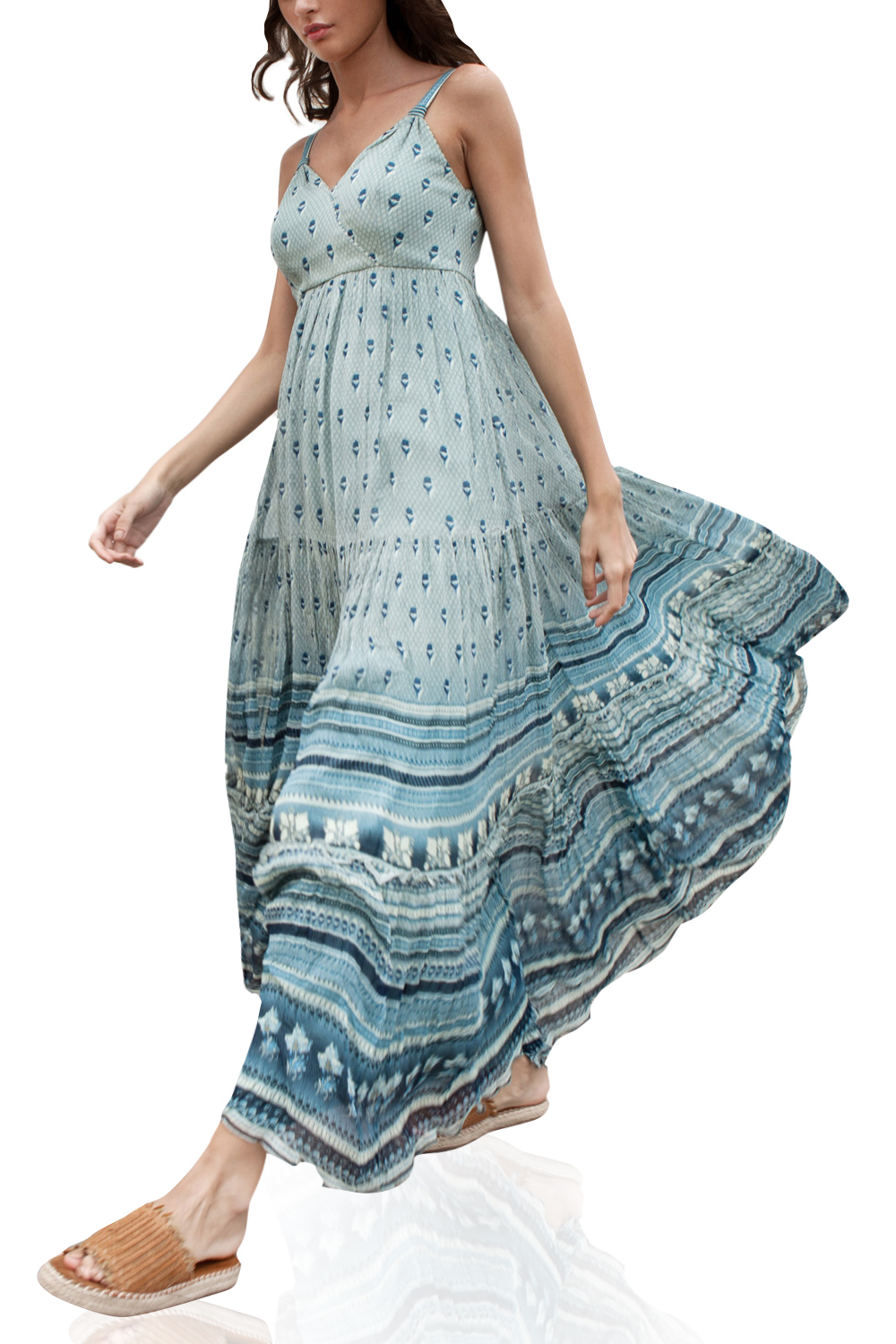 Grey printed maxi dress designed by 