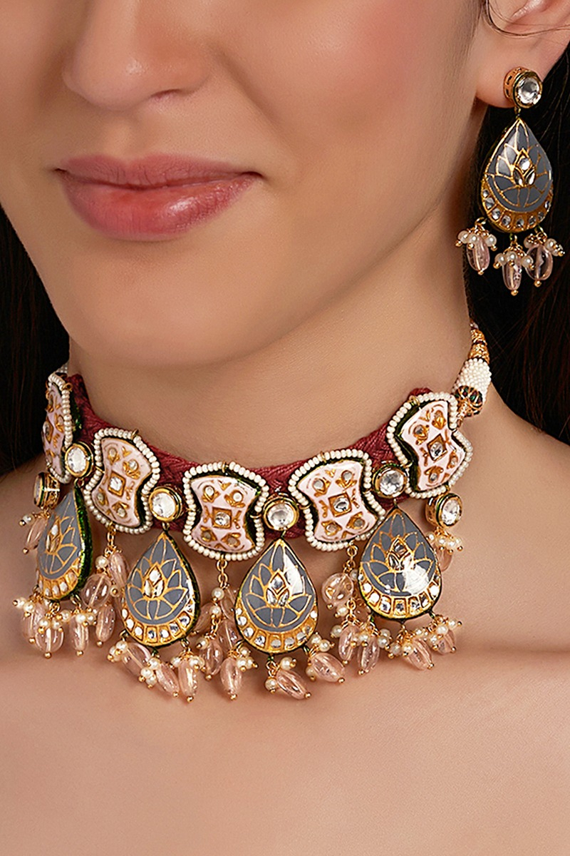Polki and meenakari necklace set 