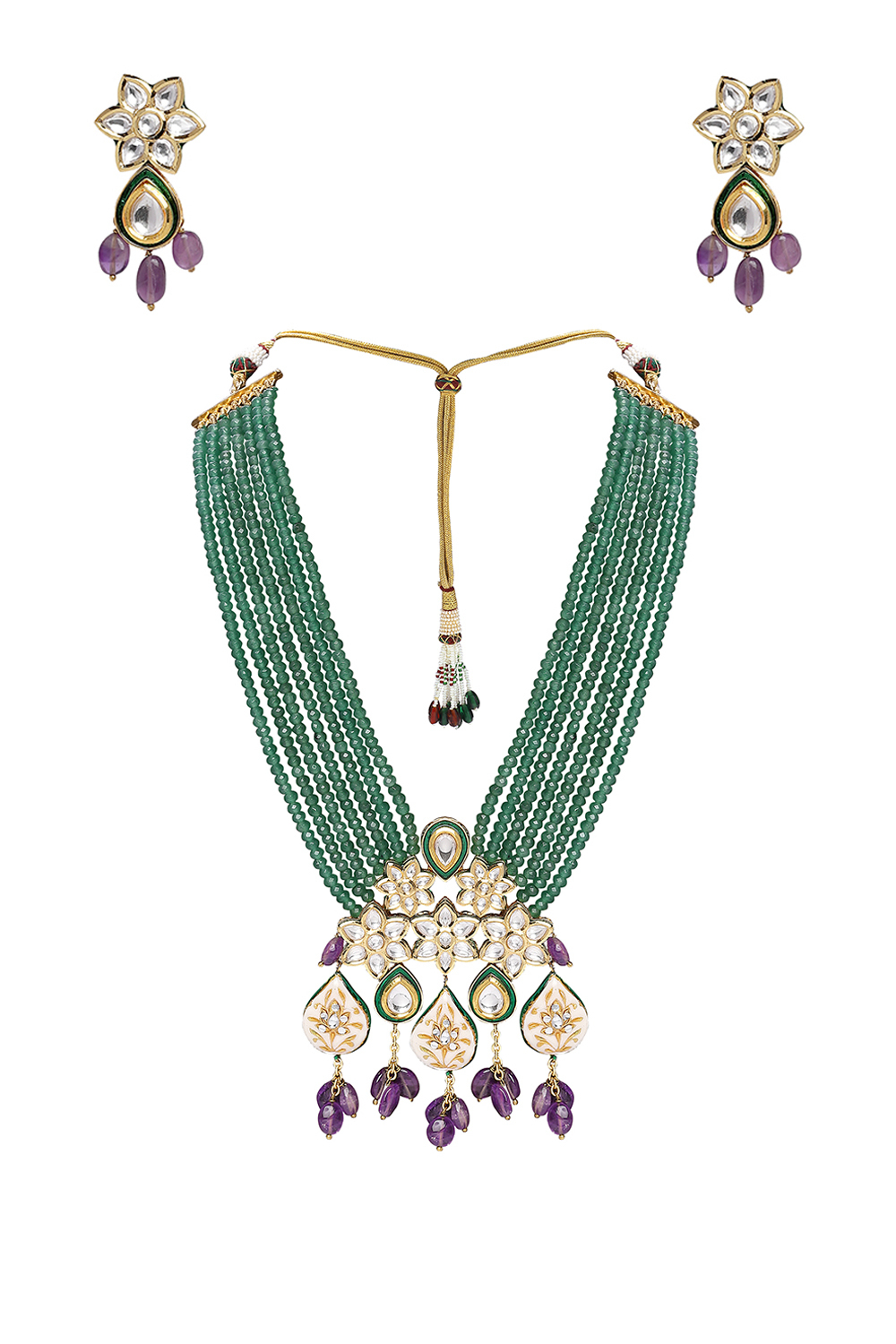 green polki necklace set