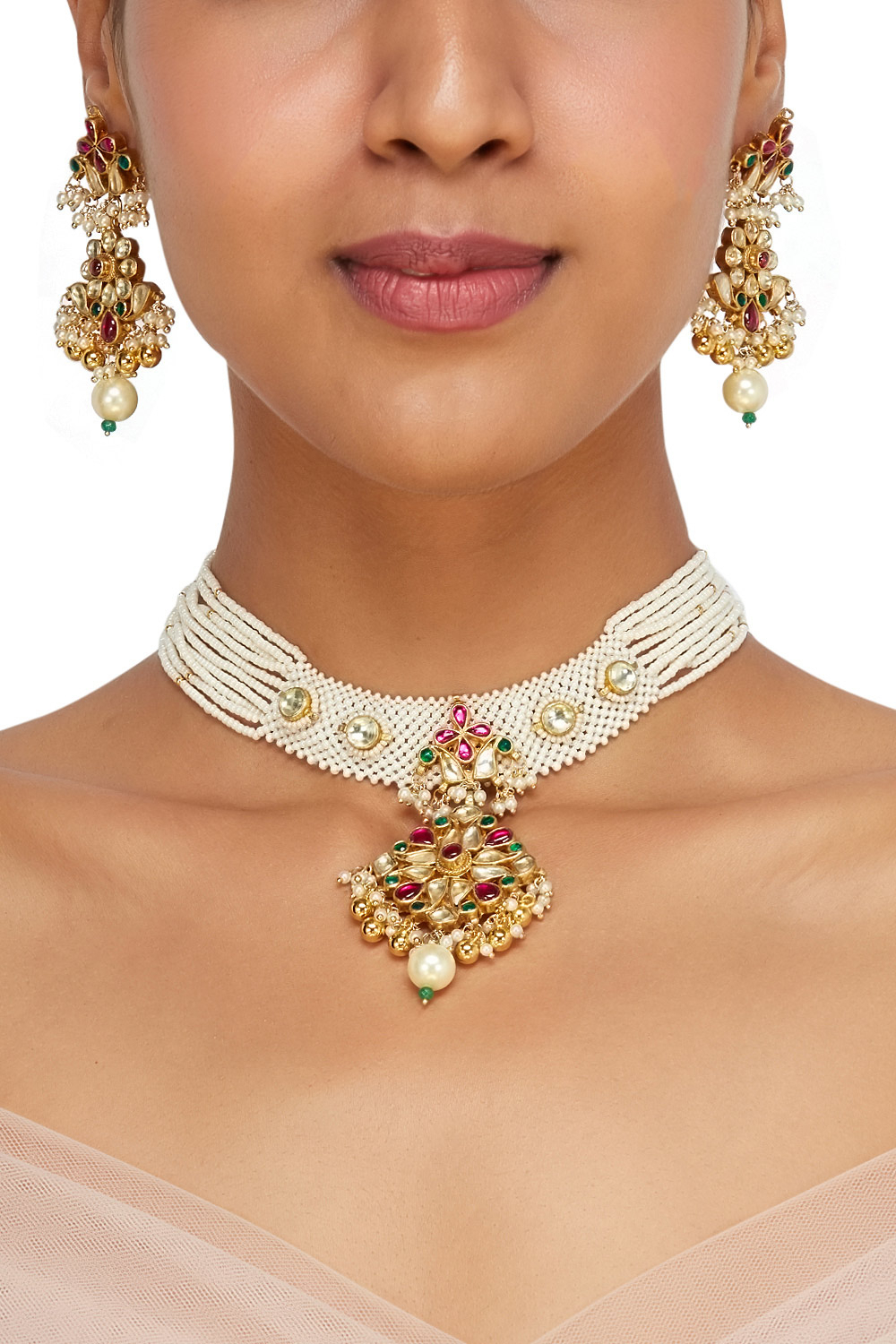Pearl jadau necklace set designed by 