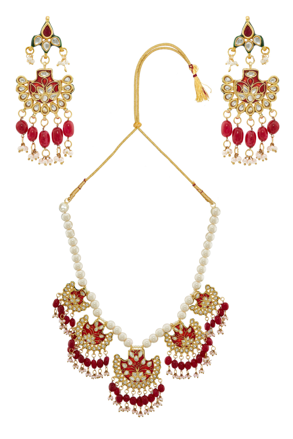 Meenakari pearl necklace set designed 