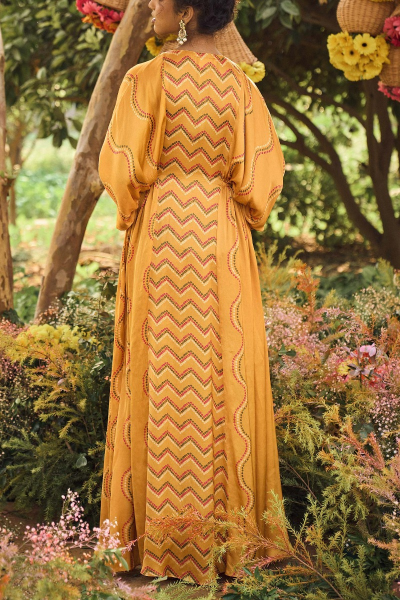 mustard kaftan dress