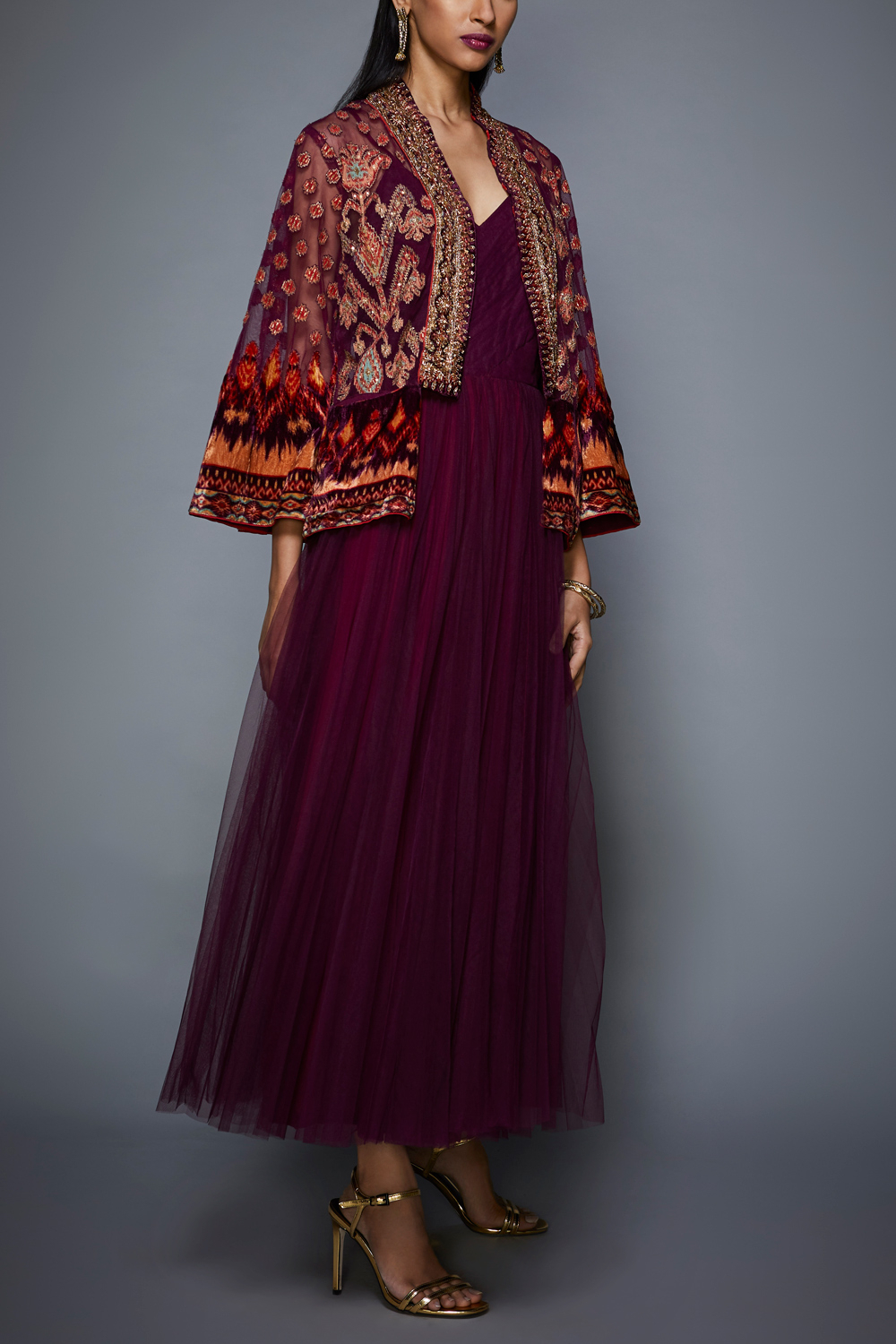 Prune strappy dress \u0026 jacket designed 