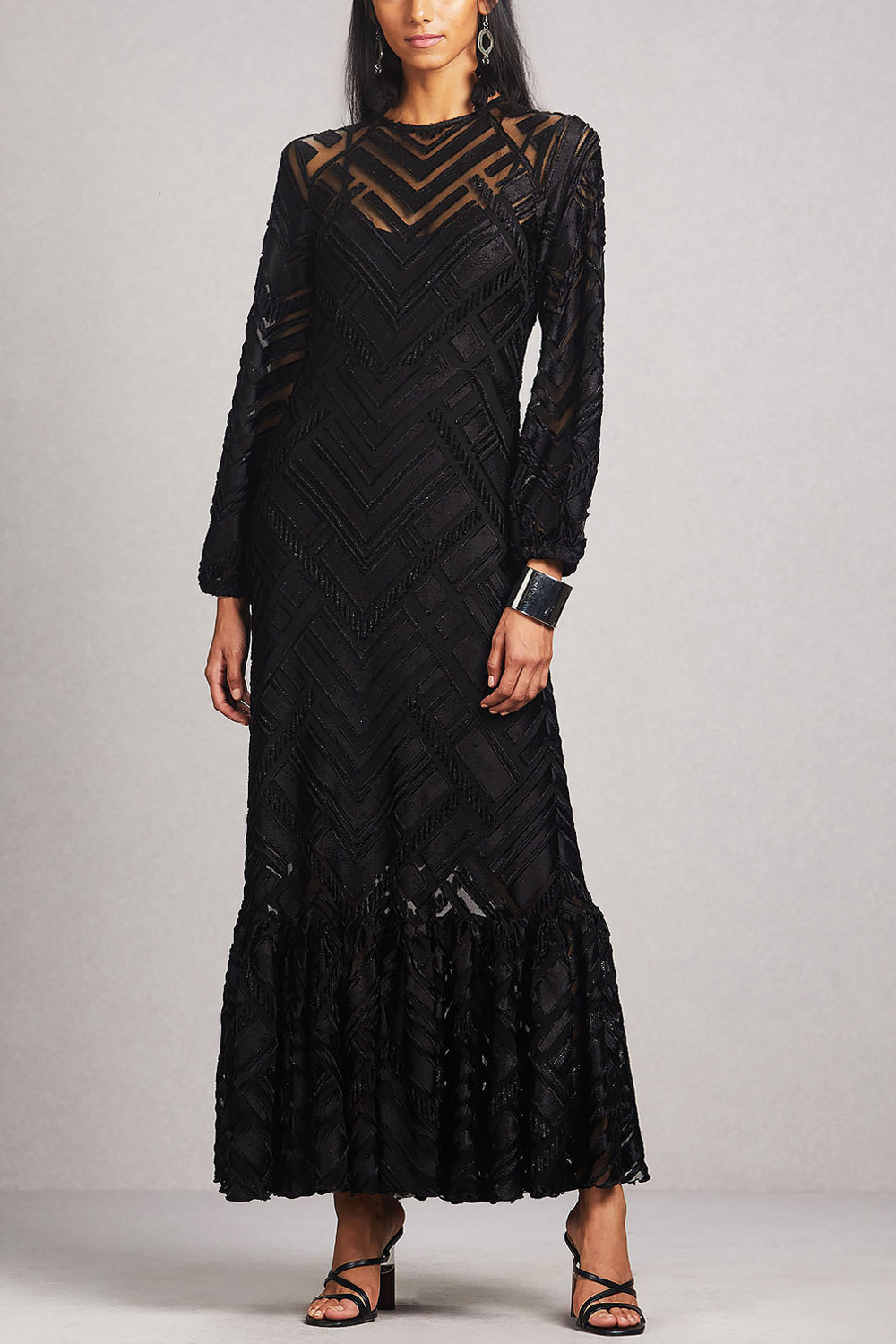 Black velvet dress designed by Ritu ...