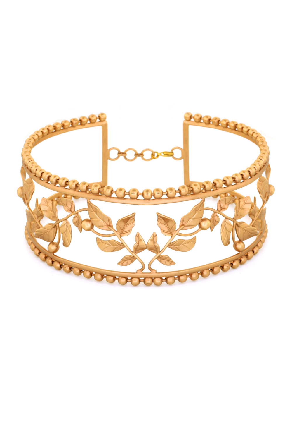 Gold serrated leaves choker designed by 
